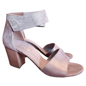 Paul Green Wedge Heel Sandals Golden Metallic Size 6.5 Chunk Heel Champagne